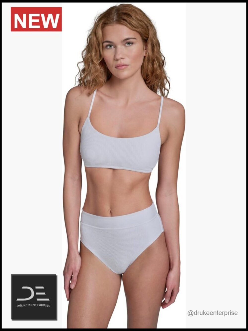 Scoop Bralette High Waist Bottom Bikini Set - Nylon Blend - UV Protection